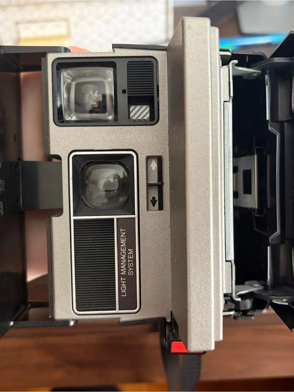 Polaroid Sun 600 LMS Instant Camera – Silver, Black & Red Accent